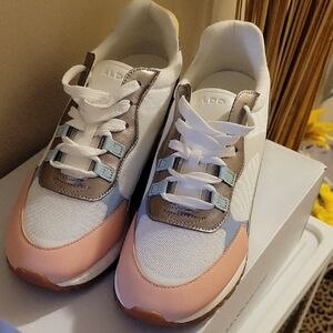 ALDO Women's Pink and White Sneakers